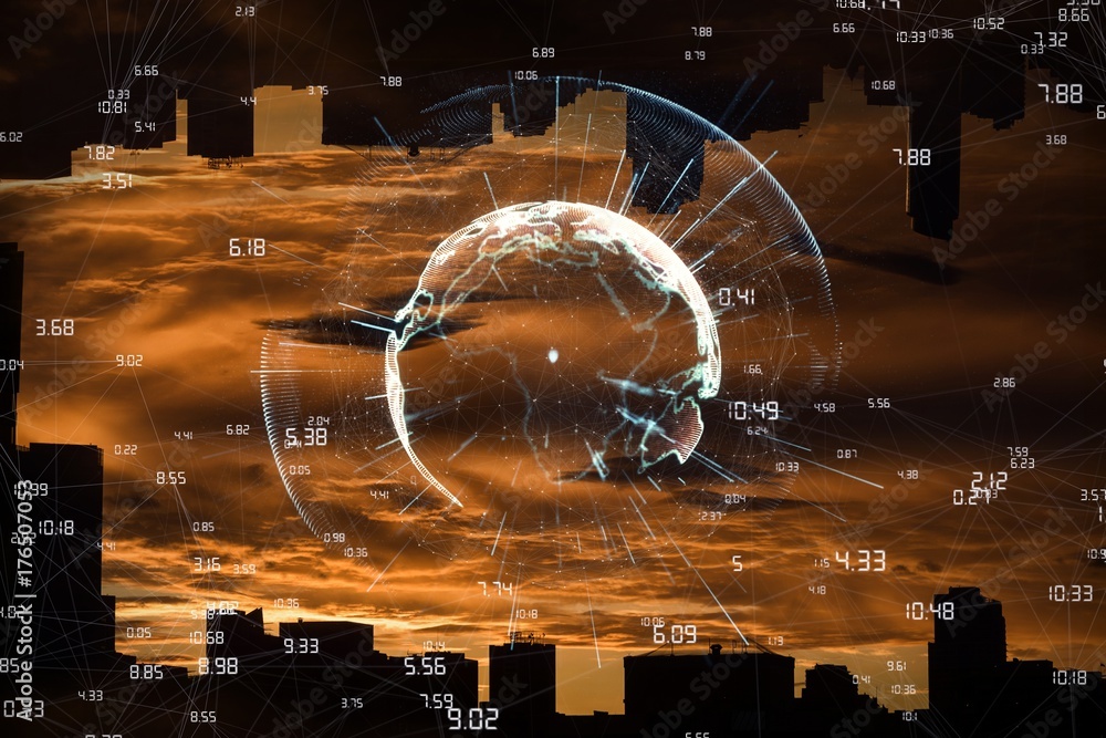 Aufkleber composite image of image of earth with different times