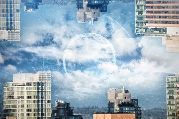 Composite image of image of earth with different times