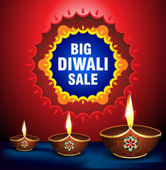 happy diwali sale background witth deepak