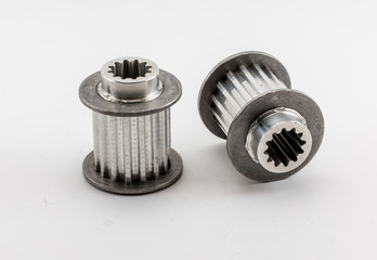 Group of gear part, metal sprocket, cogwheel