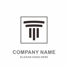 Geometric Square Letter T Pillar Building Architecture Attorney Law Firm Business Company Stock Vector Logo Design Template