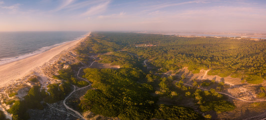 Aerial view of secondary sand dunes at sunset