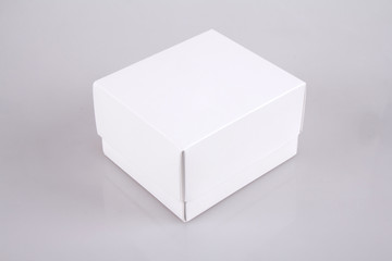 White paper box on gray background