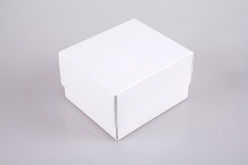 White paper box on gray background