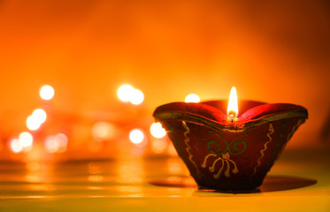 decorative diyas for diwali . Happy Diwali