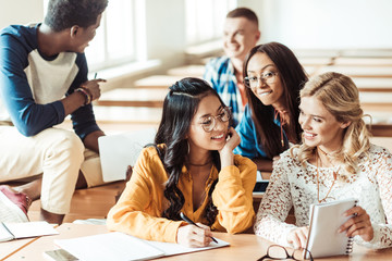 students discussing homework