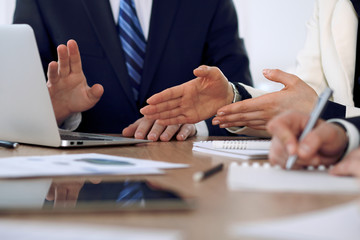 Group of business people or lawyers  at meeting, hands close-up