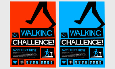 Walking Challenge! (Flat Style Vector Illustration Health Quote Poster Design) With Text Box