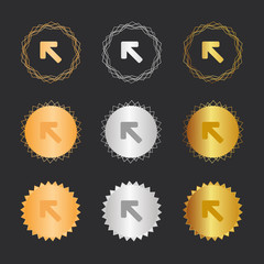 Pfeil links oben - Hinweis - Bronze, Silber, Gold Medaillen