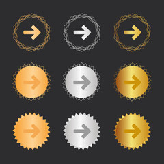 Pfeil rechts - Hinweis - Bronze, Silber, Gold Medaillen