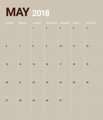 May 2018 calendar planner vector illustration
