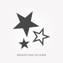 Silhouette icon shooting stars