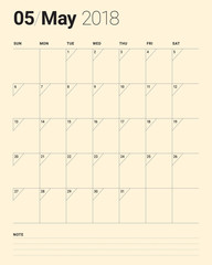 May 2018 calendar planner vector illustration