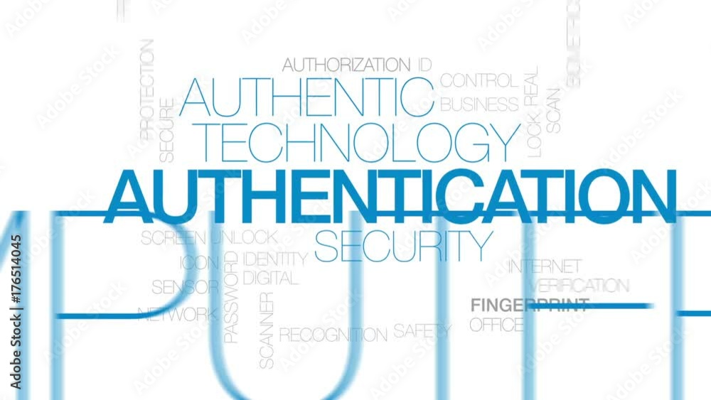 Poster authentication animated word cloud, text design animation. kinetic typography.