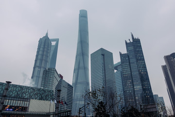 Fototapeta na wymiar High-rise buildings in Shanghai's modern city