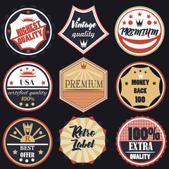Set of vector vintage labels premium quality badges