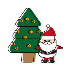 christmas tree and santa claus icon over white background colorful design vector illustration