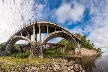 View of the bridge over the river Shabartui, Circum-Baikal railway