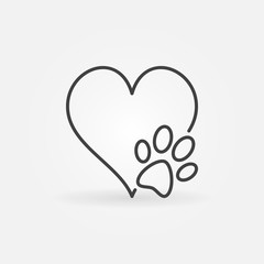 Heart with dog paw vector icon