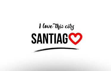 santiago city name love heart visit tourism logo icon design