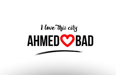 ahmedabad city name love heart visit tourism logo icon design