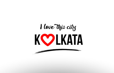 kolkata city name love heart visit tourism logo icon design