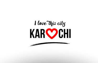 karachi city name love heart visit tourism logo icon design