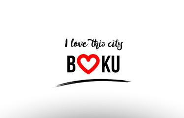 baku city name love heart visit tourism logo icon design