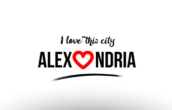 alexandria city name love heart visit tourism logo icon design