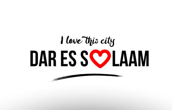 dar es salaam city name love heart visit tourism logo icon design