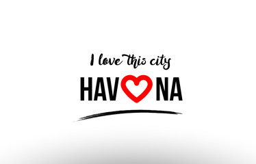 havana city name love heart visit tourism logo icon design