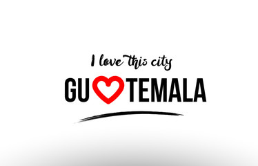 guatemala city name love heart visit tourism logo icon design