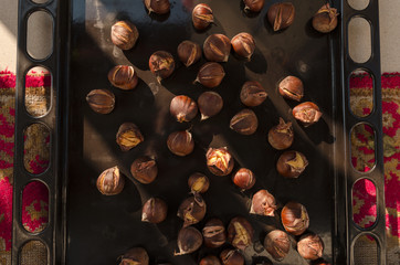 baked chestnut from oven ready to eat