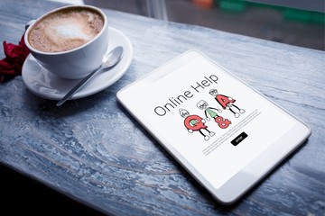 Composite image of human representations with letters and online