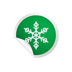 runder Sticker grün - Schneeflocke - Eis
