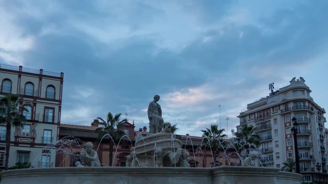 Timelapse of Hispalis Fountain in the evening