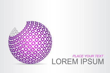 Logo stylized spherical surface with abstract shapes