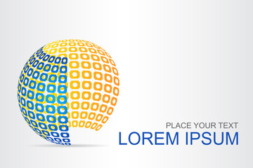 Logo stylized spherical surface with abstract shapes