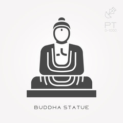 Silhouette icon buddha statue