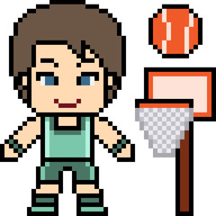 vector pixel art basketball man