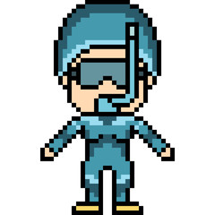 Obraz premium vector pixel art dive girl