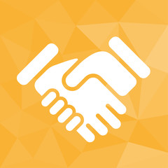 Hände schütteln - Icon mit geometrischem Hintergrund gelb