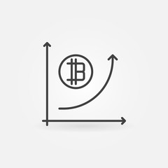 Bitcoin growth graph line icon. Vector cryptocurrency sign