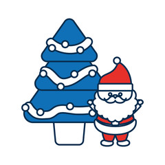 christmas tree and santa claus icon over white background colorful design vector illustration