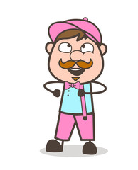 Joyful Cartoon Seller Boy Smiling Vector Illustration