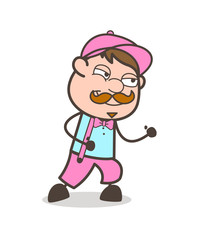 Cartoon Adult Man Ready to Run Vector Illustration
