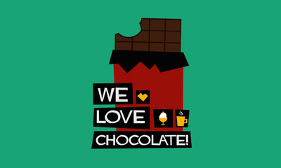 Happy Chocolate Day 9 February (Flat Style Vector Illustration Love Valentine Week Poster Design) with Text Box Template