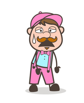 Frustrated Cartoon Worker Face Expression