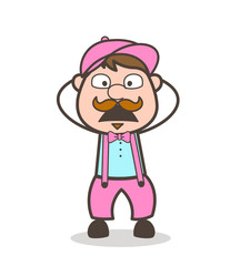 Astonished Worker Face Expression Vector