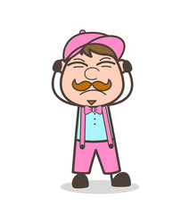 Irritated Cartoon Worker Expression Vector